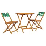 vidaXL Ensemble de bistro 3 Pièces motif de feuilles tissu et bois massif