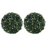 vidaXL Boules de buis artificielles avec lumières LED 2 Pièces vert 45 cm