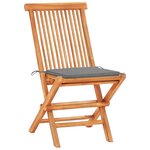 vidaXL Ensemble de bistro 3 Pièces avec coussins gris Bois de teck massif