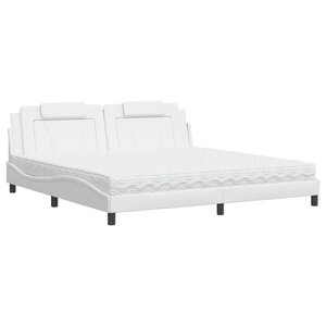 vidaXL Lit Viana avec matelas blanc 200x200 cm similicuir