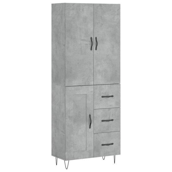 vidaXL Buffet haut Gris béton 69 5x34x180 cm Bois d'ingénierie
