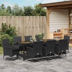vidaXL Ensemble de salle à manger pour jardin 9 Pièces Noir polyrotin