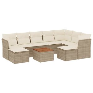 vidaXL Salon de jardin avec coussins 10 Pièces beige résine tressée