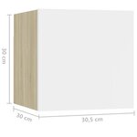 vidaXL Table de chevet Blanc et chêne sonoma 30 5x30x30 cm Aggloméré