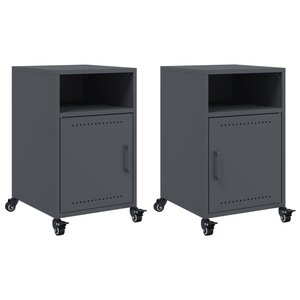 vidaXL Tables de chevet 2 Pièces anthracite 36x39x59 cm acier