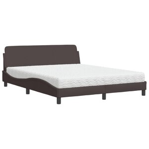 vidaXL Lit avec matelas Dover marron foncé 160x200 cm tissu