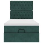 vidaXL Cadre de lit ottoman avec matelas vert foncé 90x200 cm velours