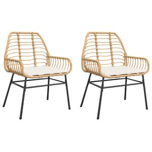 vidaXL Chaises de jardin lot de 2 et coussins marron rotin