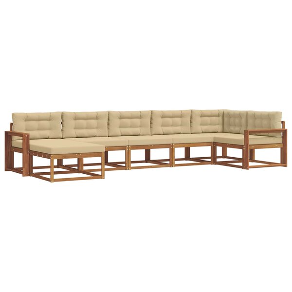 vidaXL Ensemble de canapés d'extérieur 7 pc Naturel et Beige