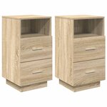 vidaXL Tables de chevet 2 Pièces avec 2 tiroirs chêne sonoma 36x36x68 cm