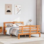 vidaXL Cadre de lit et tête de lit sans matelas cire marron 120x190 cm