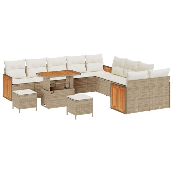 vidaXL Ensemble de canapé de jardin avec coussin 13 Pièces Beige et crème