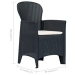 vidaXL Chaises de jardin lot de 2 avec coussin Anthracite Plastique