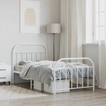 vidaXL Cadre de lit métal sans matelas et pied de lit blanc 107x203 cm