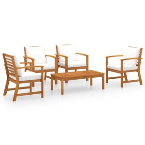 vidaXL Salon de jardin 5 Pièces avec coussin Bois d'acacia solide