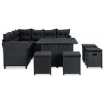 Salon de jardin meuble d'extérieur ensemble de mobilier 6 pièces avec coussins résine tressée noir 02_0016930