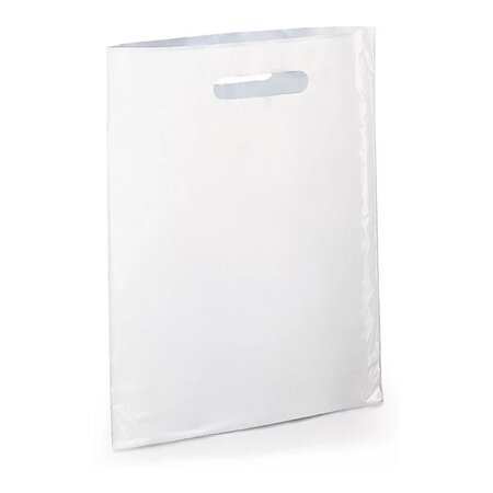 Sac plastique recyclé transparent sans soufflet à poignées découpées raja 25 x 38 cm (lot de 200)