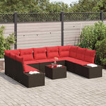 vidaXL Ensemble de canapé de jardin 10 Pièces Marron polyrotin