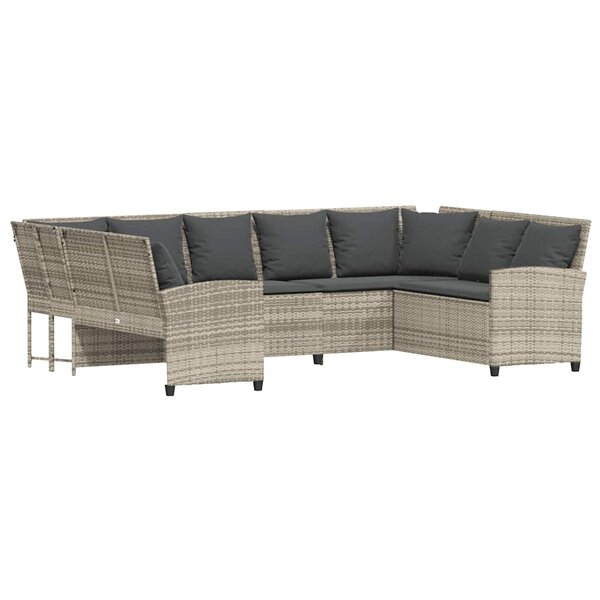 vidaXL Canapé de jardin et coussins gris clair résine tressée