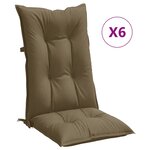 vidaXL Coussins de chaise à dossier haut lot de 6 taupe mélangé tissu