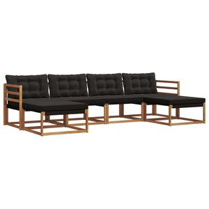vidaXL Ensemble de canapés d'extérieur 6 Pièces Naturel et Noir