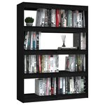 vidaXL Bibliothèque/Séparateur de pièce Noir 100x30x135 5cm Pin massif