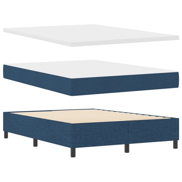 vidaXL Lit à sommier avec matelas et banc bleu 140x190 cm tissu