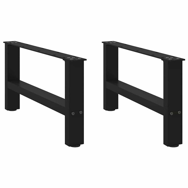 vidaXL Pieds de table basse Noir 2 pièces 70 x (30-31) cm Acier