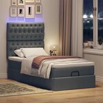 vidaXL Lit ottoman avec matelas et LED Gris foncé 80x200cm tissu