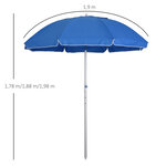 Parasol inclinable octogonal Ø 190 cm tissu polyester haute densité anti-UV hauteur réglable mât alu sac de transport inclus bleu