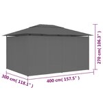 Vidaxl tonnelle de jardin avec rideaux 4 x 3 m anthracite
