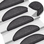 vidaXL Tapis d'escalier 15 pièces 56 x 17 x 3 cm Anthracite Demi-rond