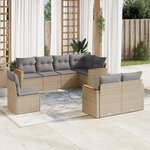 vidaXL Salon de jardin avec coussins 8Pièces mélange beige résine tressée
