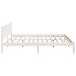 vidaXL Cadre de lit en bois de pin blanc Blanc Bois massif King size