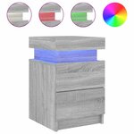 vidaXL Tables de chevet avec lumières LED 2 Pièces sonoma gris 35x39x55cm