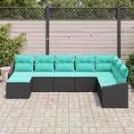 vidaXL Ensemble de Canapés avec coussin 8 Pièces Noir polyrotin