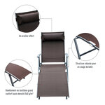 Outsunny transat chaise longue bain de soleil pliable dossier inclinable multi-positions têtière fournie 137L x 64l x 101H cm métal époxy textilène marron