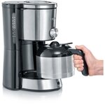 SEVERIN KA4845 Cafetiere filtre TypeSwitch isotherme, Sélecteur d'arôme, 8 tasses, Capacité : 1 L, Puissance: 1 000 W, Inox/Noir