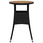 vidaXL Table de jardin Ø60x75 cm Acacia et résine tressée Noir