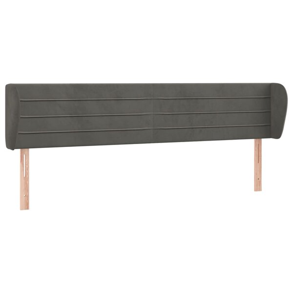 vidaXL Tête de lit avec oreilles Gris foncé 163x23x78/88 cm Velours