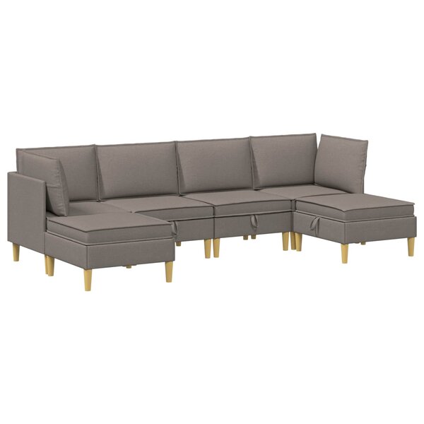 vidaXL Canapé modulaire avec rangement 6 Pièces Taupe Tissu