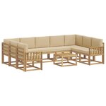 vidaXL Ensemble de canapés d'extérieur 10 pc Blanc et Beige Polyester