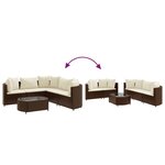 vidaXL Salon de jardin avec coussins 6 Pièces marron résine tressée