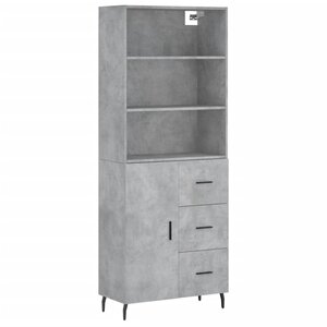 vidaXL Buffet haut Gris béton 69 5x34x180 cm Bois d'ingénierie