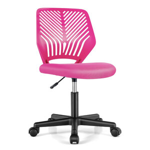 Chaise de bureau pivotante enfants avec hauteur réglable 77-89 cm siège à roulettes avec dossier ergonomique & base à 5 étoiles charge 150 kg rose 20_0008081