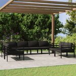 vidaXL Salon de jardin 8 Pièces avec coussins Aluminium Anthracite