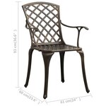 vidaXL Chaises de jardin lot de 4 Aluminium coulé Bronze