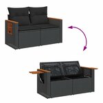 vidaXL Salon de jardin avec coussins 9 Pièces noir résine tressée acacia