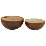 vidaXL Tables basses en forme de bol 2 Pièces bois de récupération massif