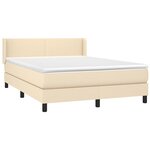 vidaXL Sommier à lattes de lit avec matelas Crème 140x190 cm Tissu